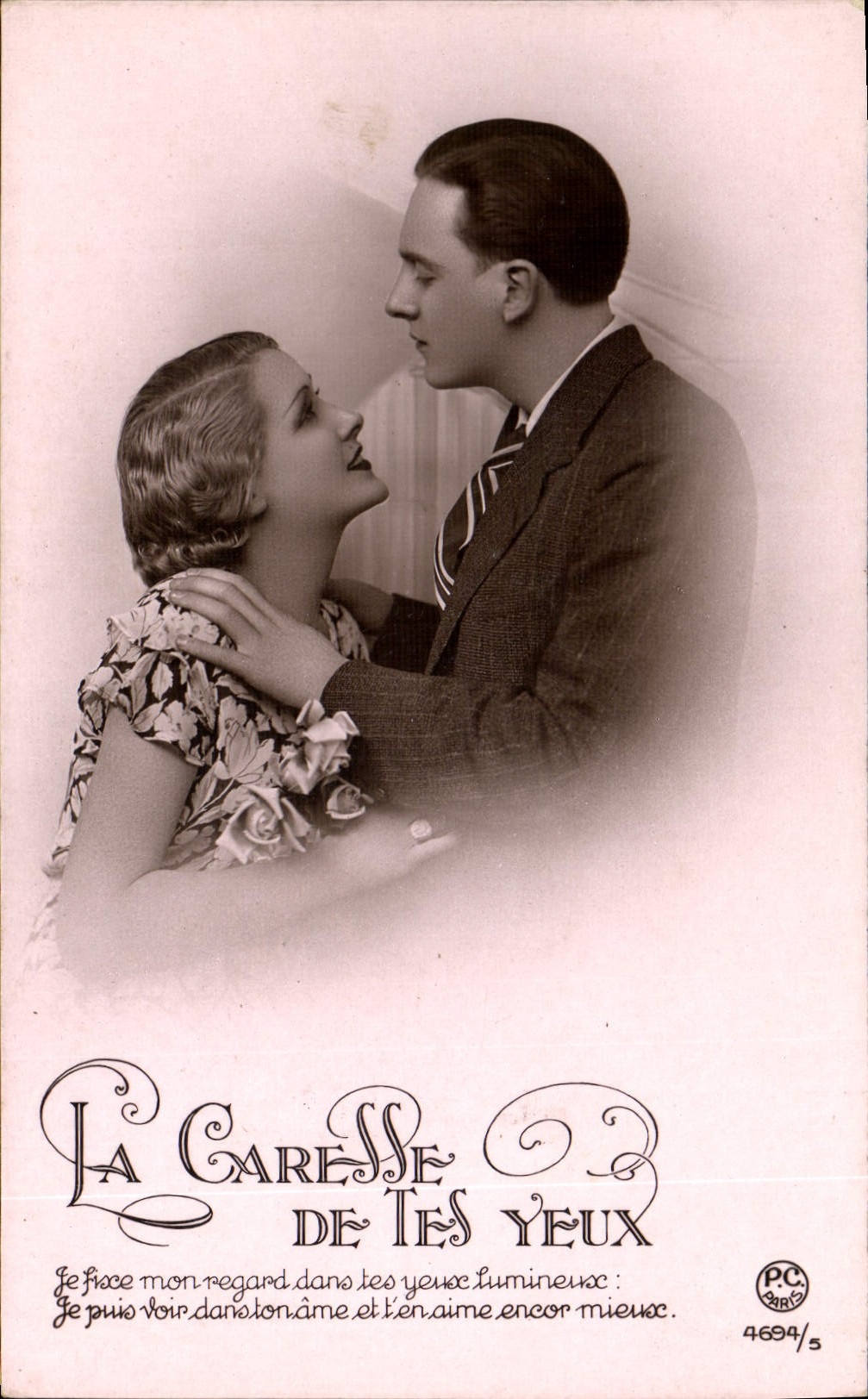 CPA La Caresse de tes yeux Femme