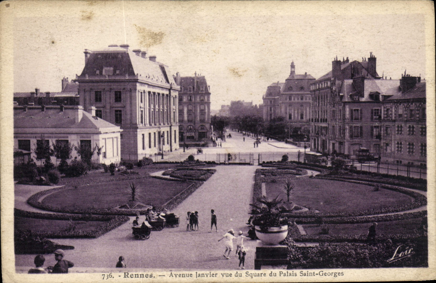 CPA Rennes Avenue Janvier vue du Square du Palais Saint Georges 