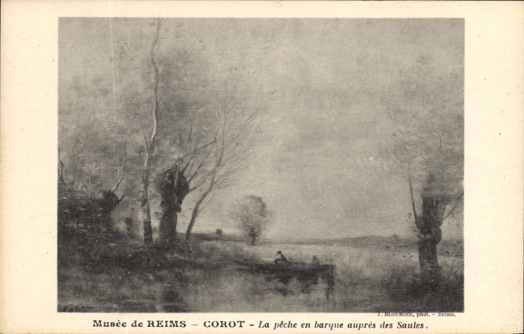 CPA Musee de Reims Corot La peche en barque aupres des Saules 
