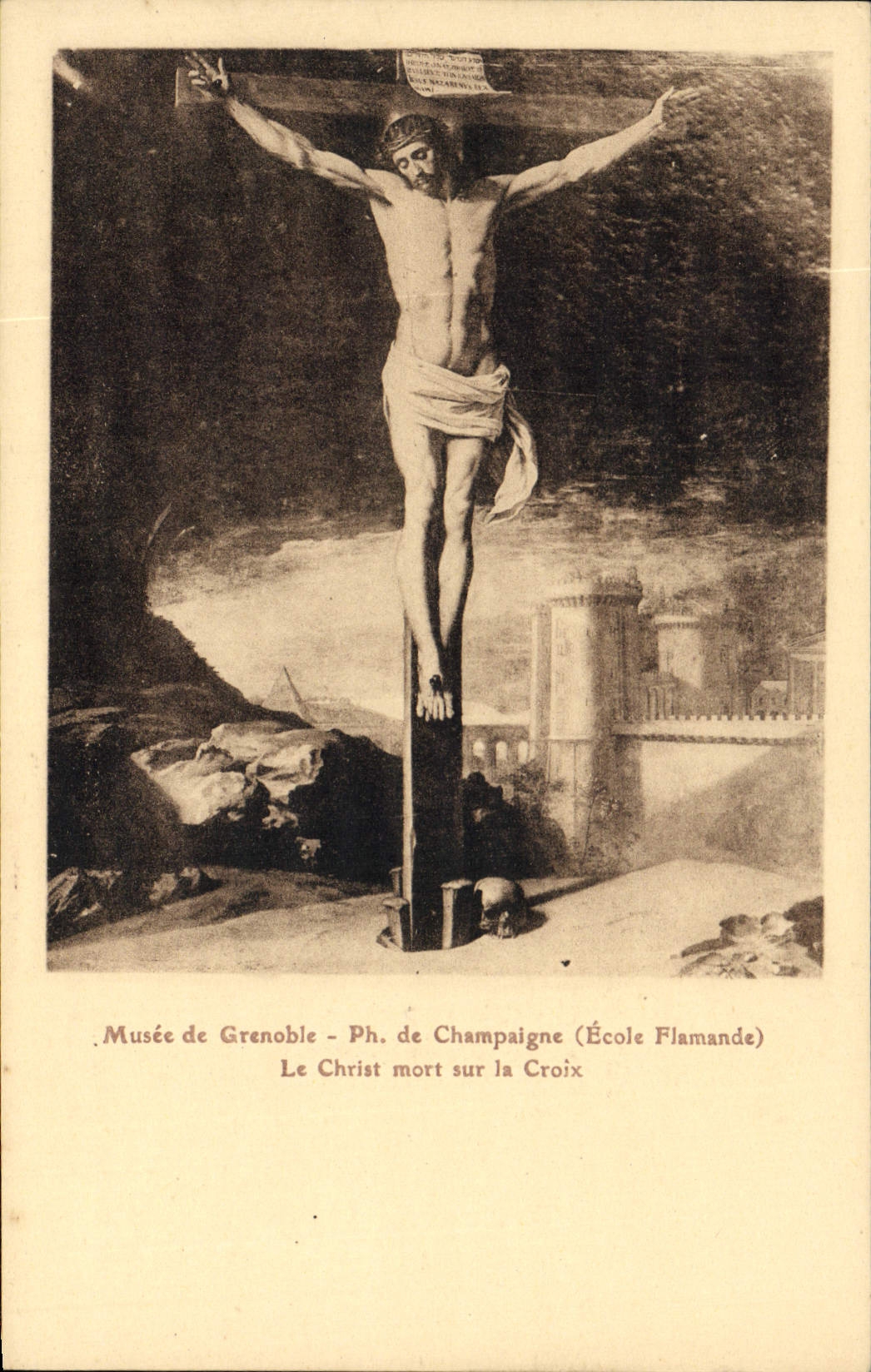 CPA Musee de Grenoble Ph de Champaigne Ecole Flamande Le Christ mort sur la Croix 