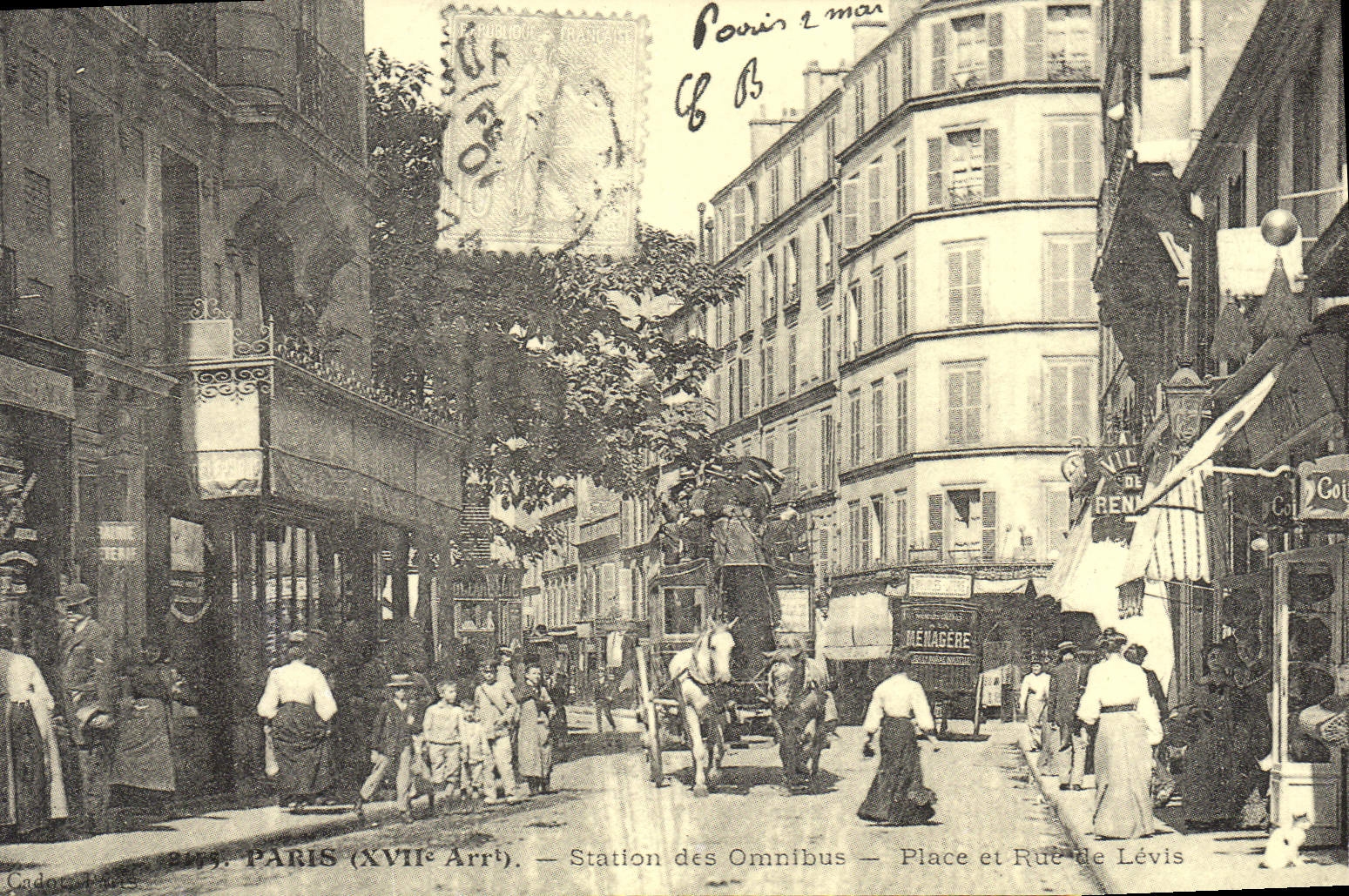 REPRO Paris XVII arr Station des Omnibus Place et Rue de Levis