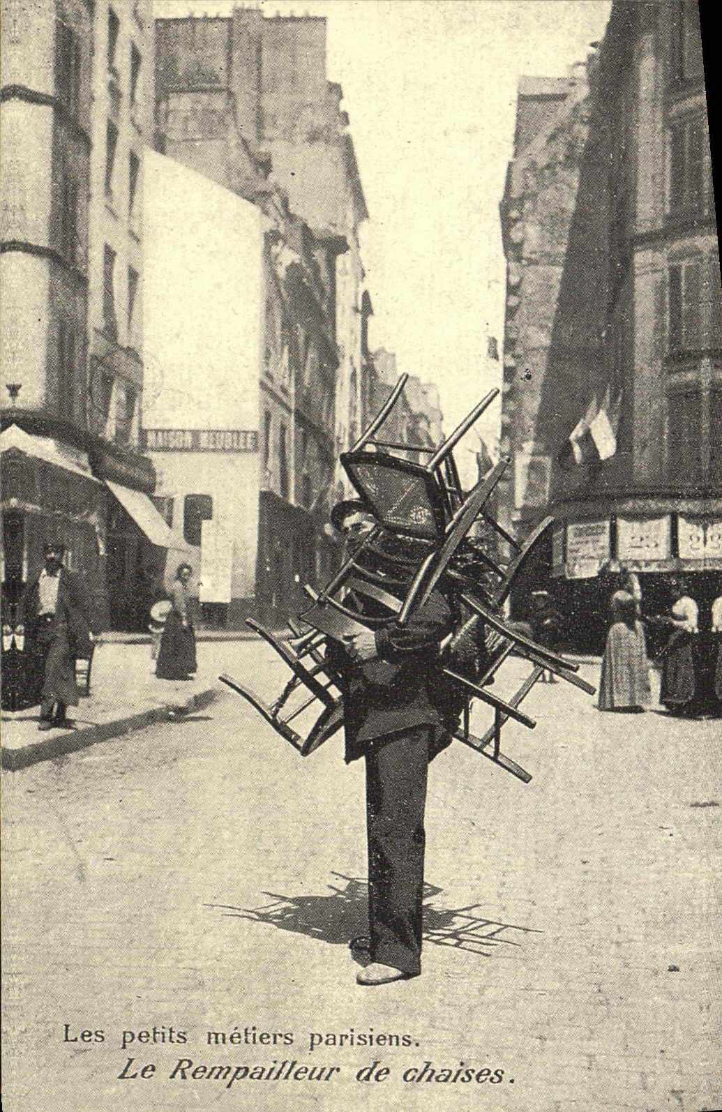 REPRO Les petits metiers parisiens Le Rempailleur de chaises 