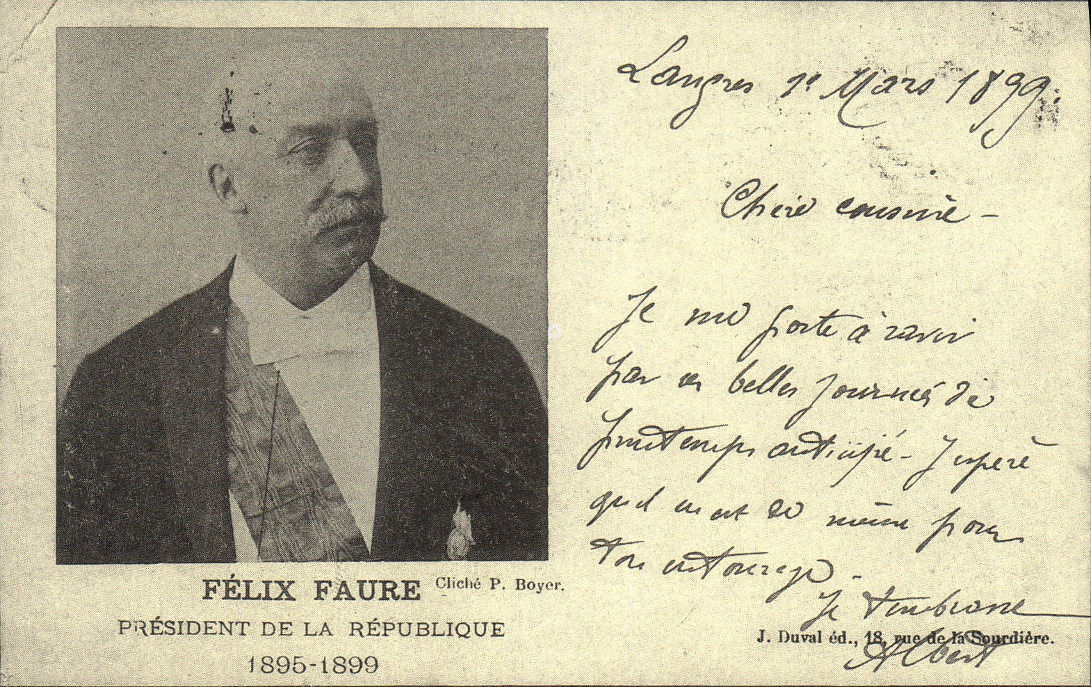 REPRO Felix Faure President de la Republique 1895 1899