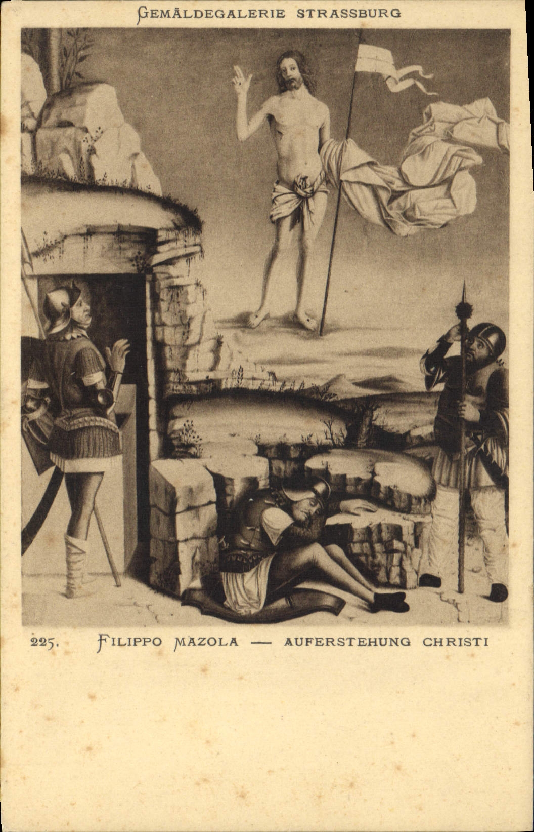 CPA Gemaldegalerie Strassburg Filippo Mazola Auferstehung Christi 