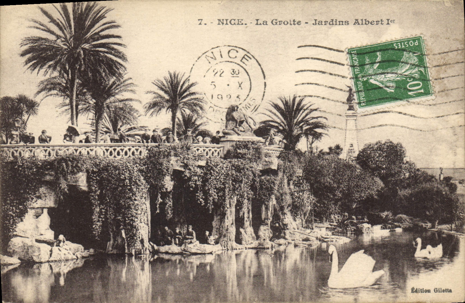 CPA Nice La Grotte Jardins Albert 1er Cygne