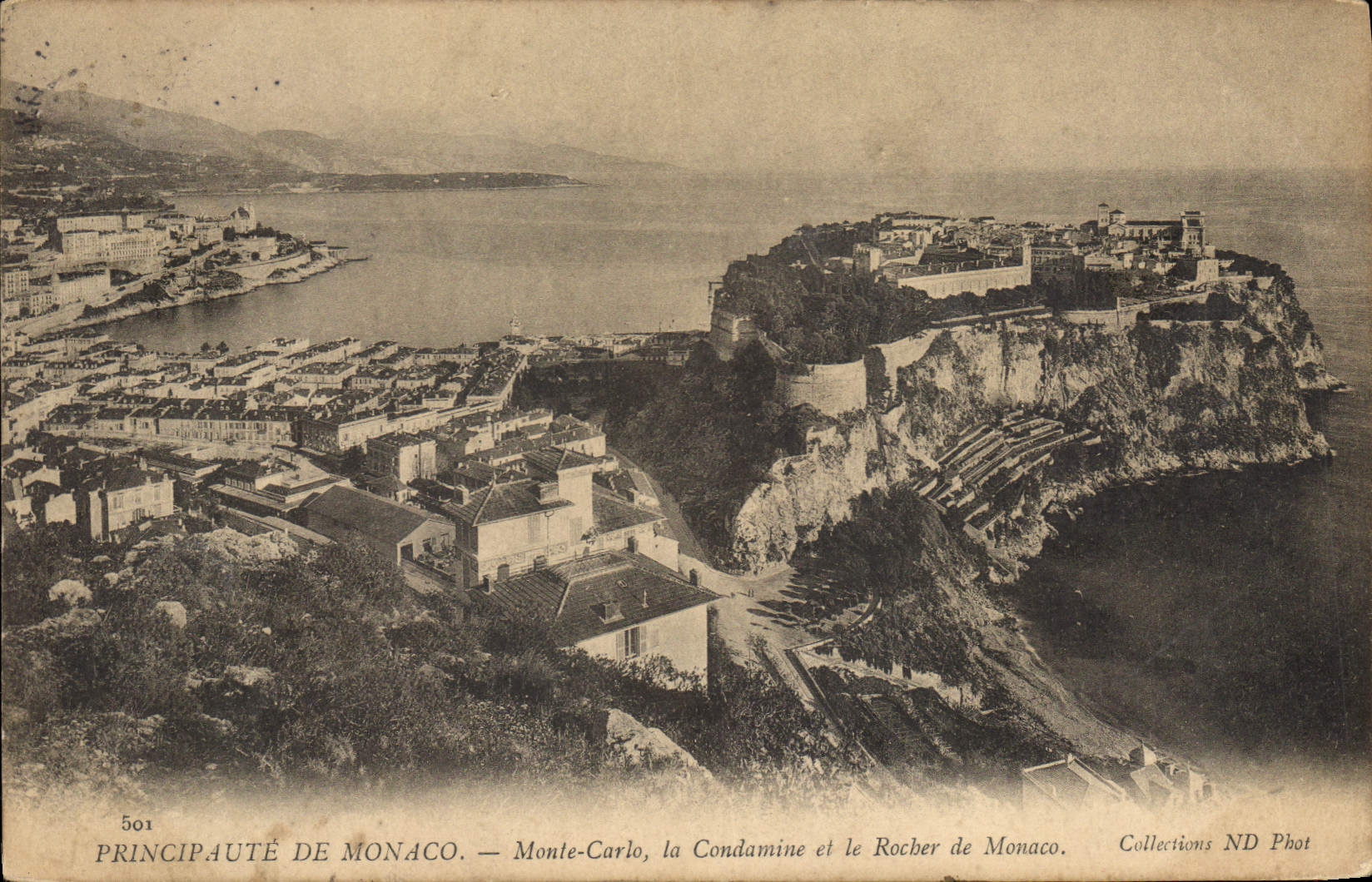 CPA Principaute de Monaco Monte Carlo la Condamine et le Rocher de Monaco 