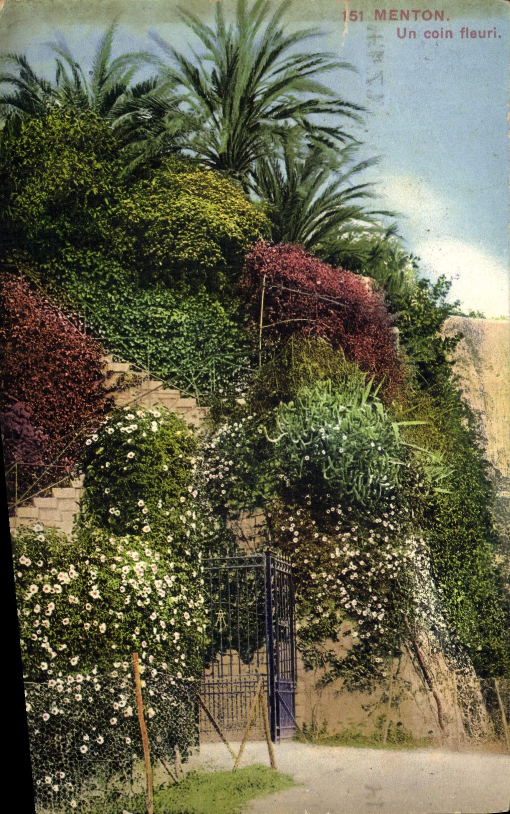 CPA Menton un coin fleuri 