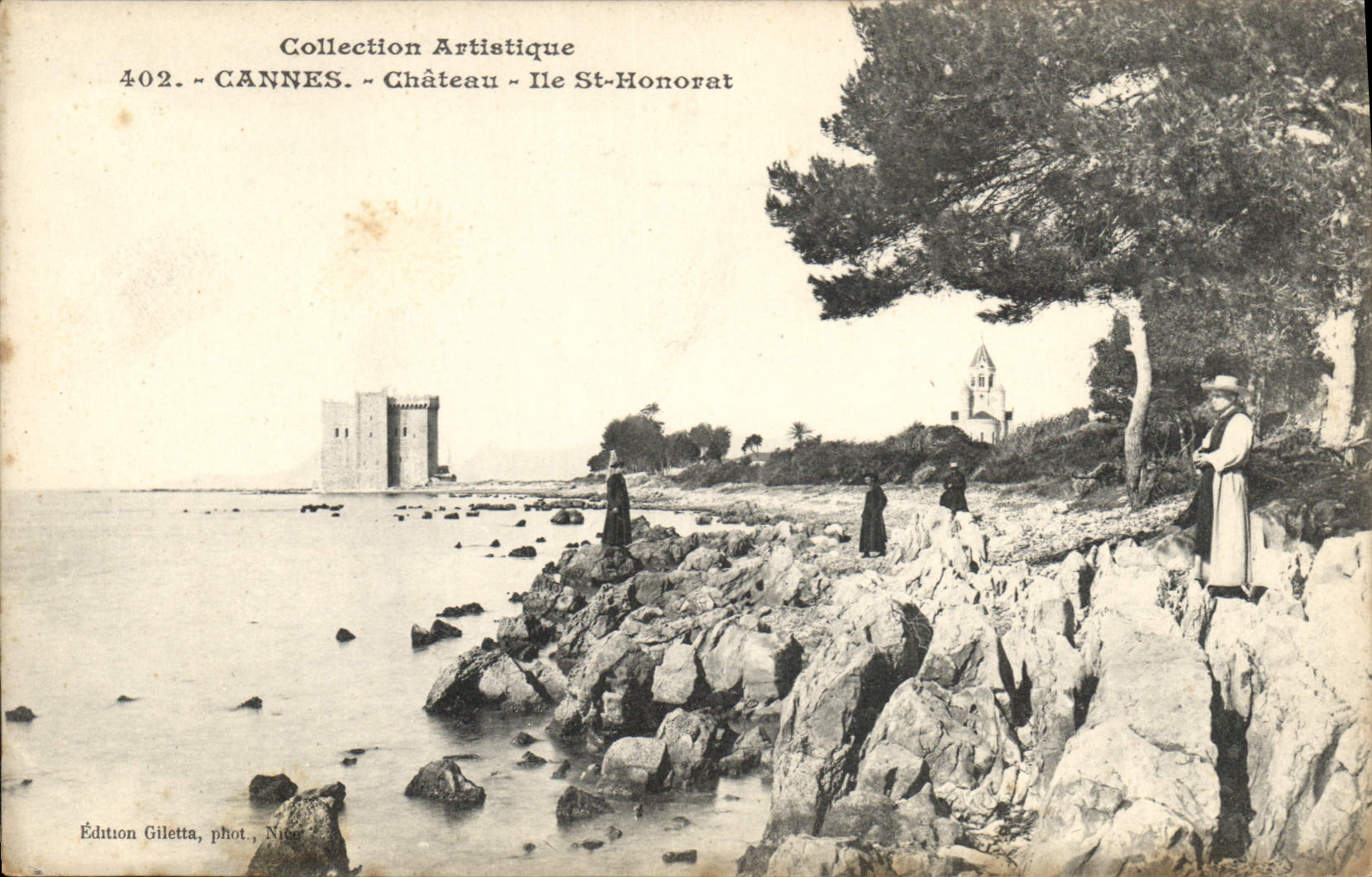 CPA Collection Artistique Cannes Chateau Ile St Honorat 