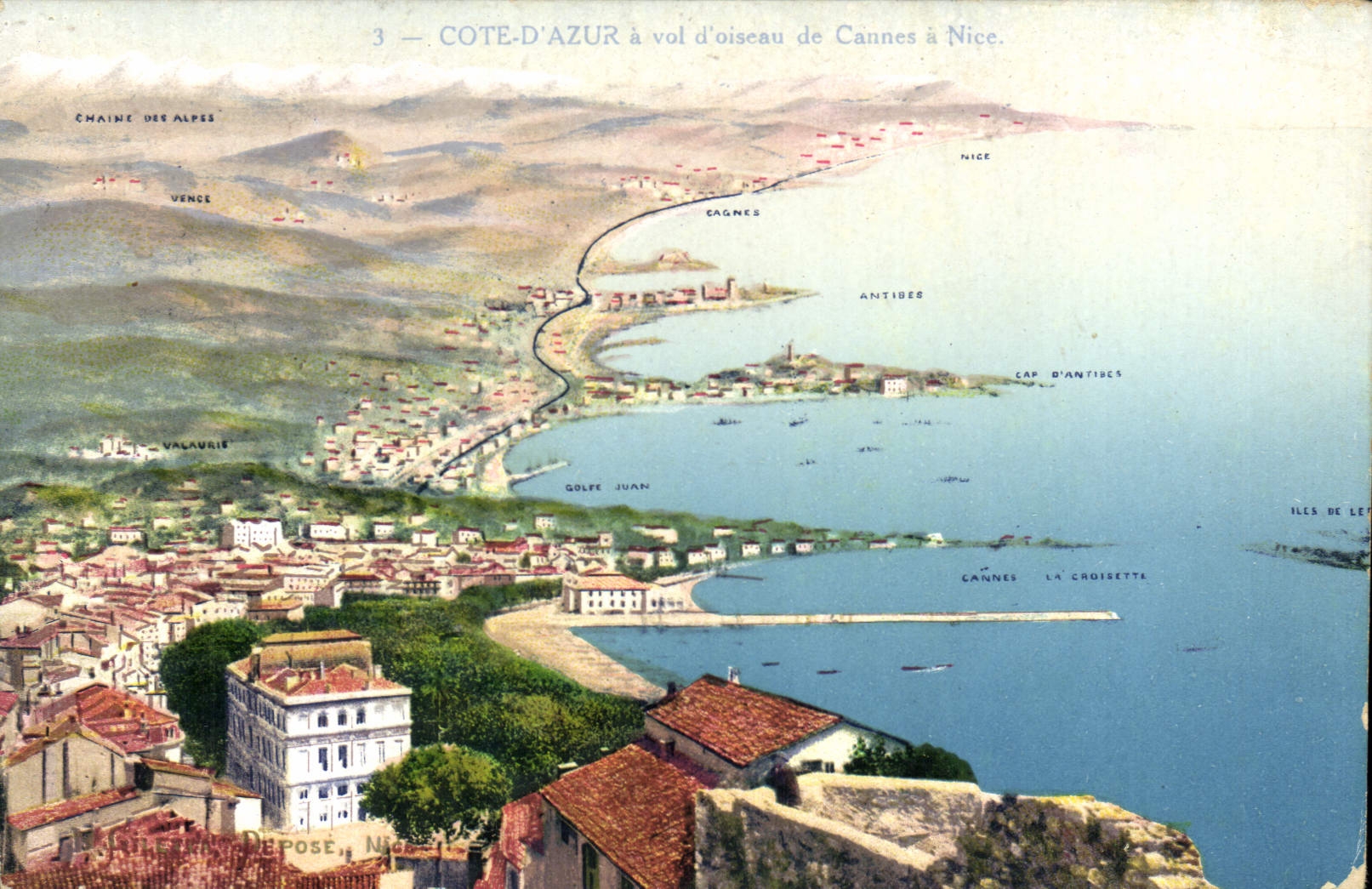 CPA Cote d'Azur a vol d'oiseau de Cannes a Nice 