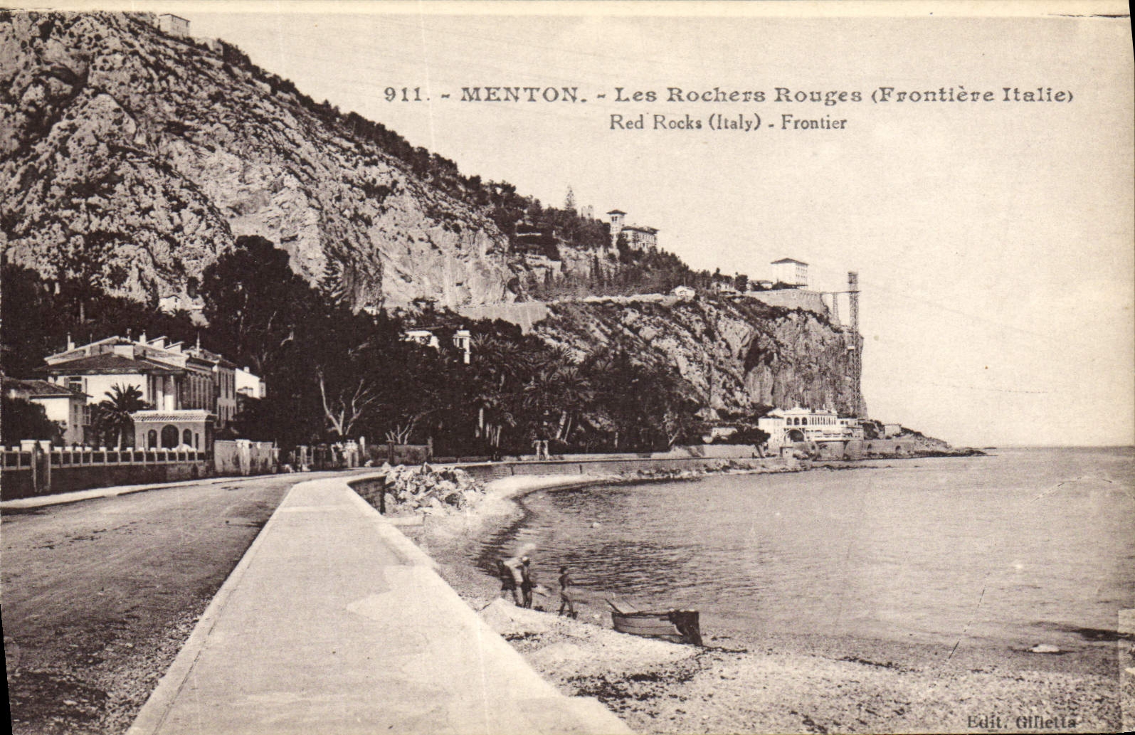 CPA Menton Les Rochers Rouges Frontiere Italie