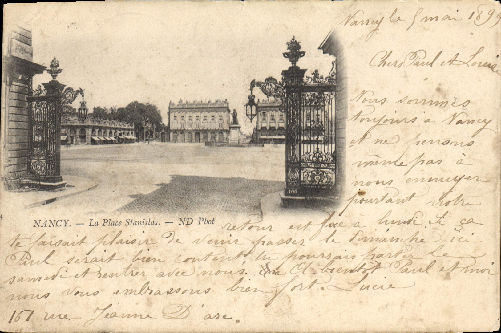 CPA Nancy La Place Stanislas Carte 1899
