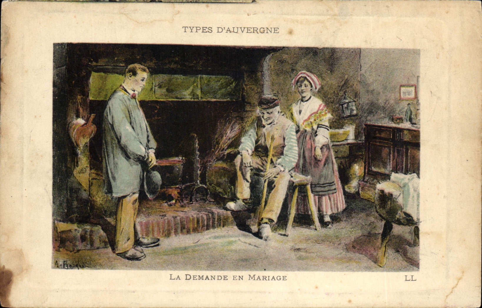 CPA Types d'Auvergne La Demande en Mariage 