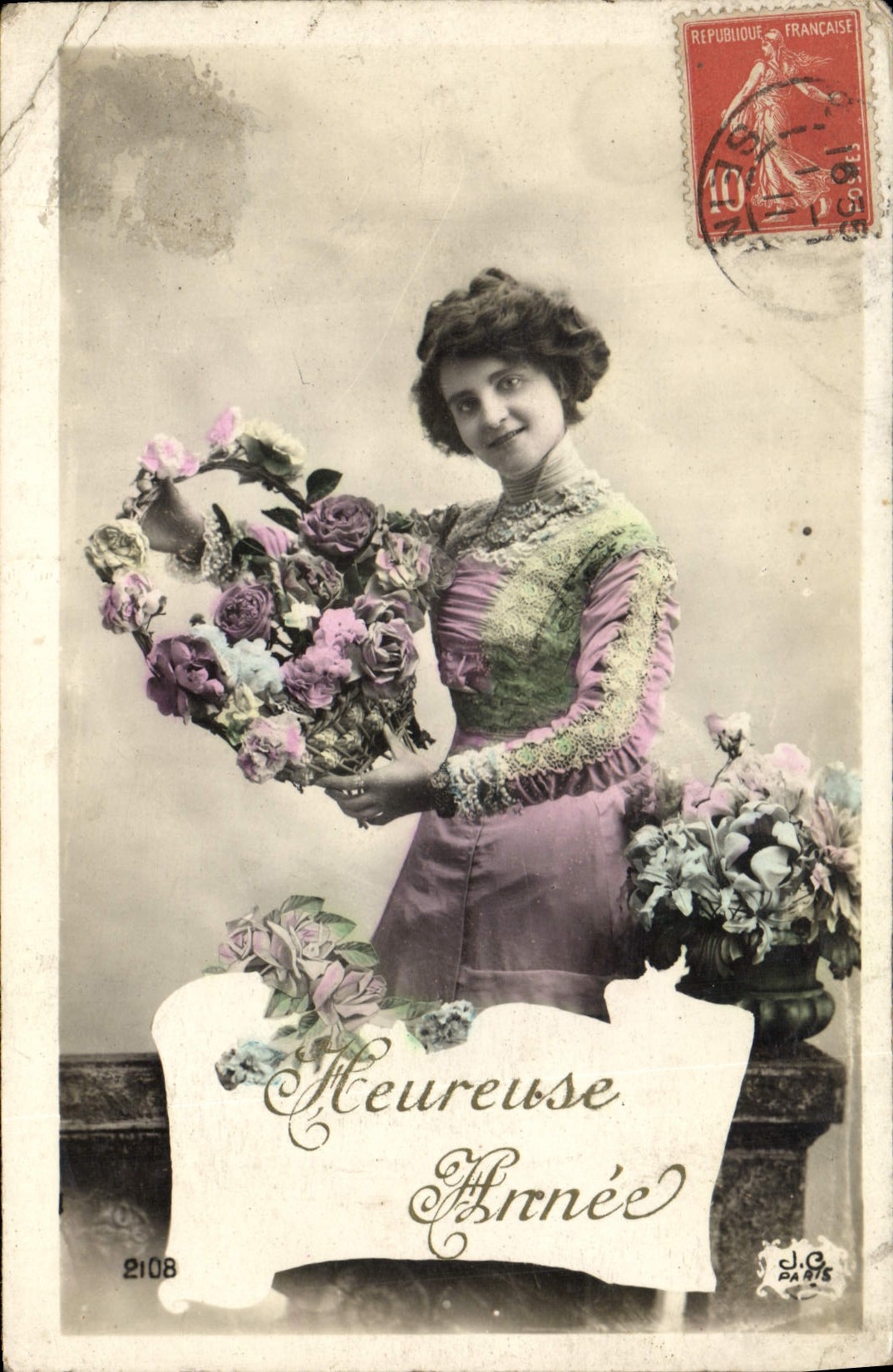 CPA Heureuse Annee Femme