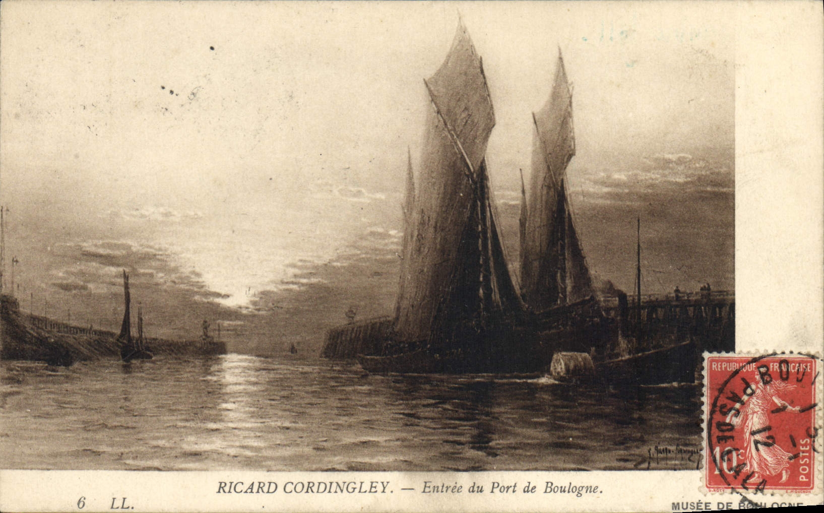 CPA Ricard Cordingley Entree du Port de Boulogne 
