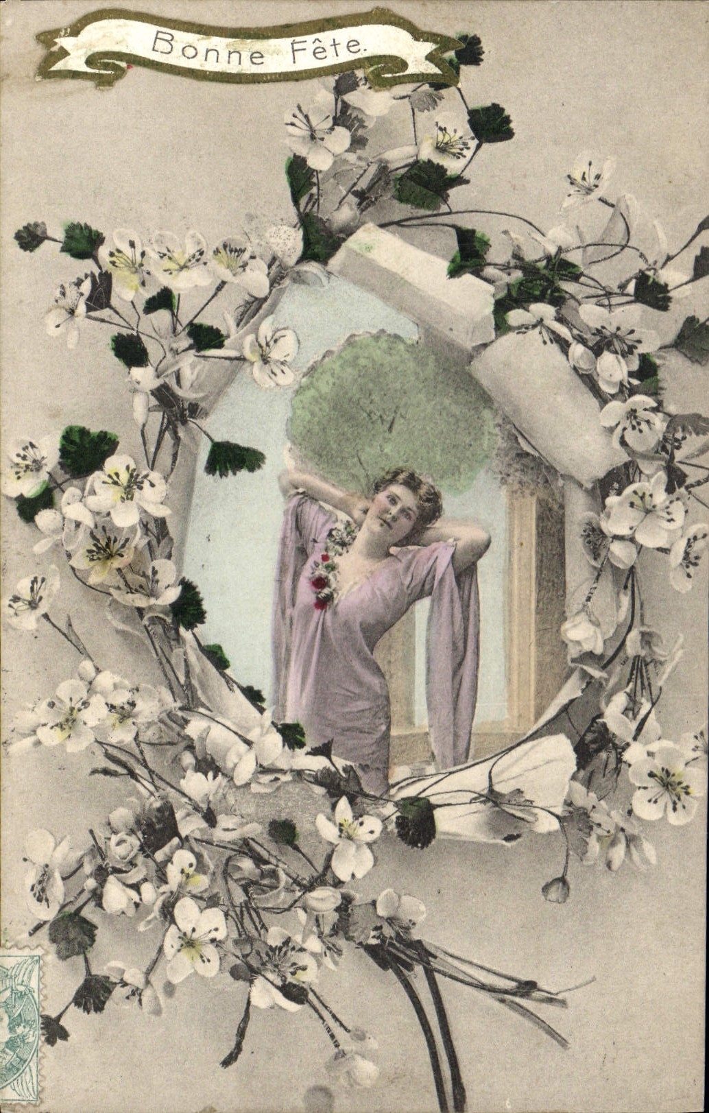 CPA Bonne Fete Femme Fleurs