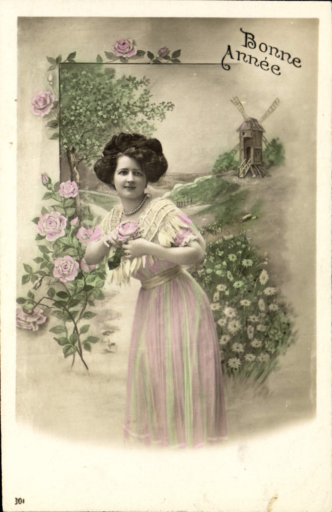 CPA Bonne Annee Femme