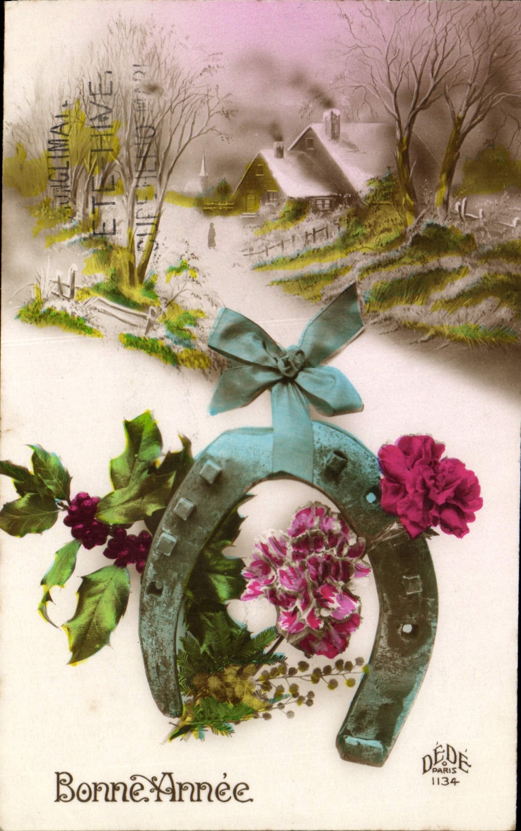 CPA Bonne Annee Fleurs