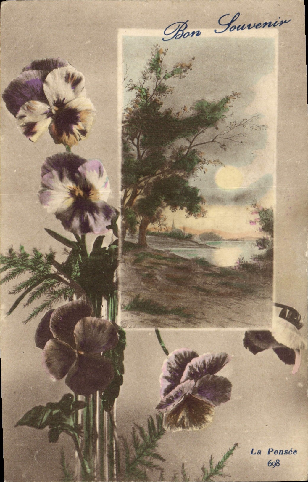 CPA Bon Souvenir Fleurs