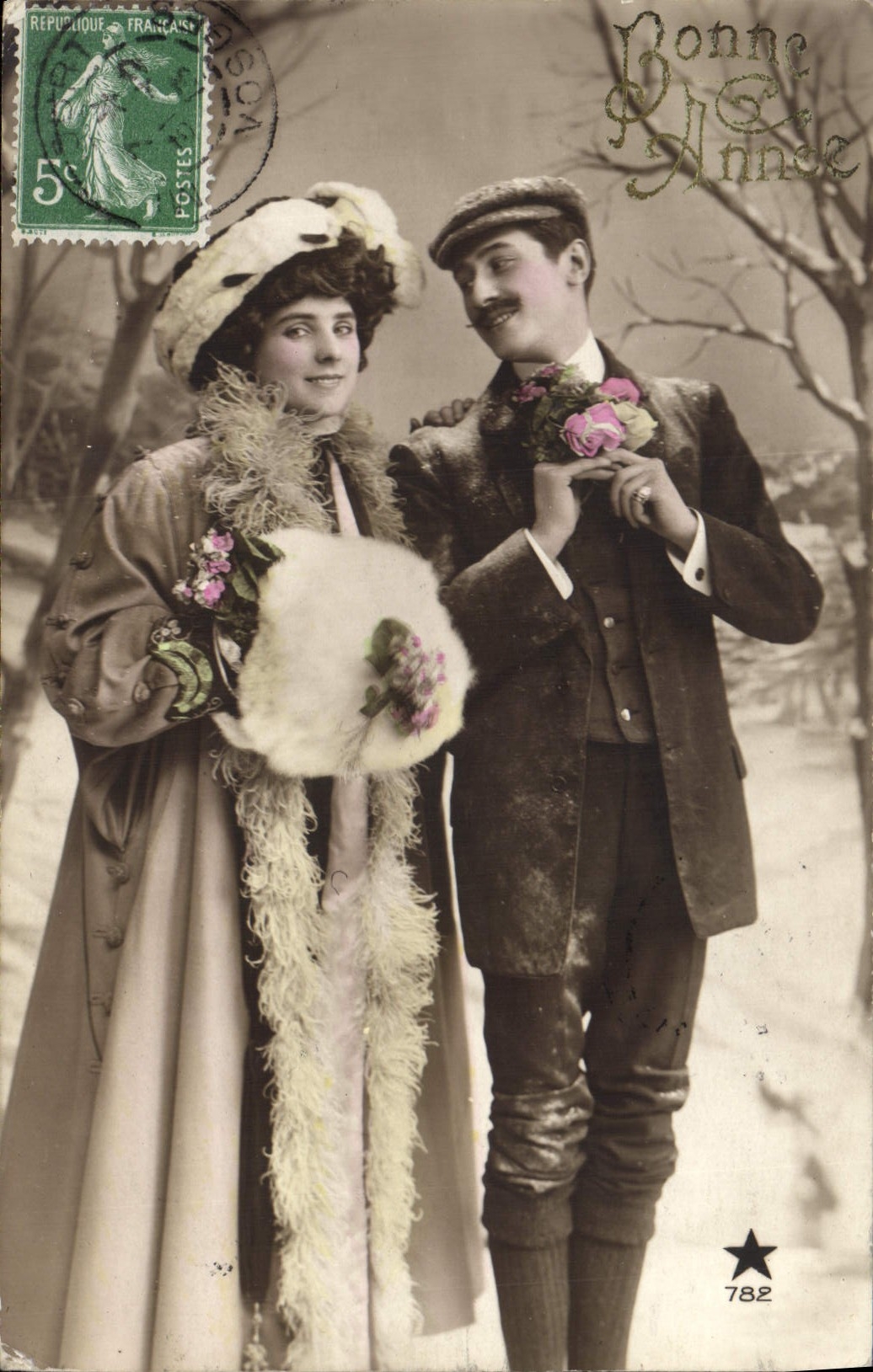 CPA Bonne Annee Femme