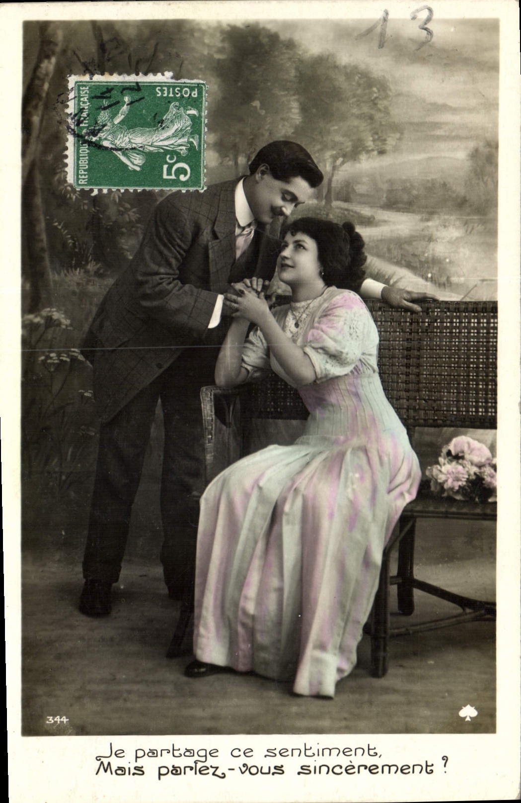 CPA Je partage ce sentiment Femme