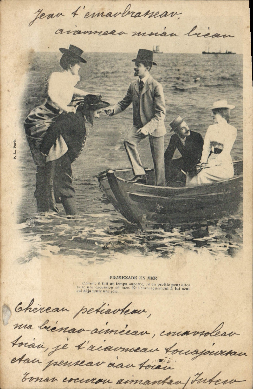 CPA Promenade en Mer Femme Bateau