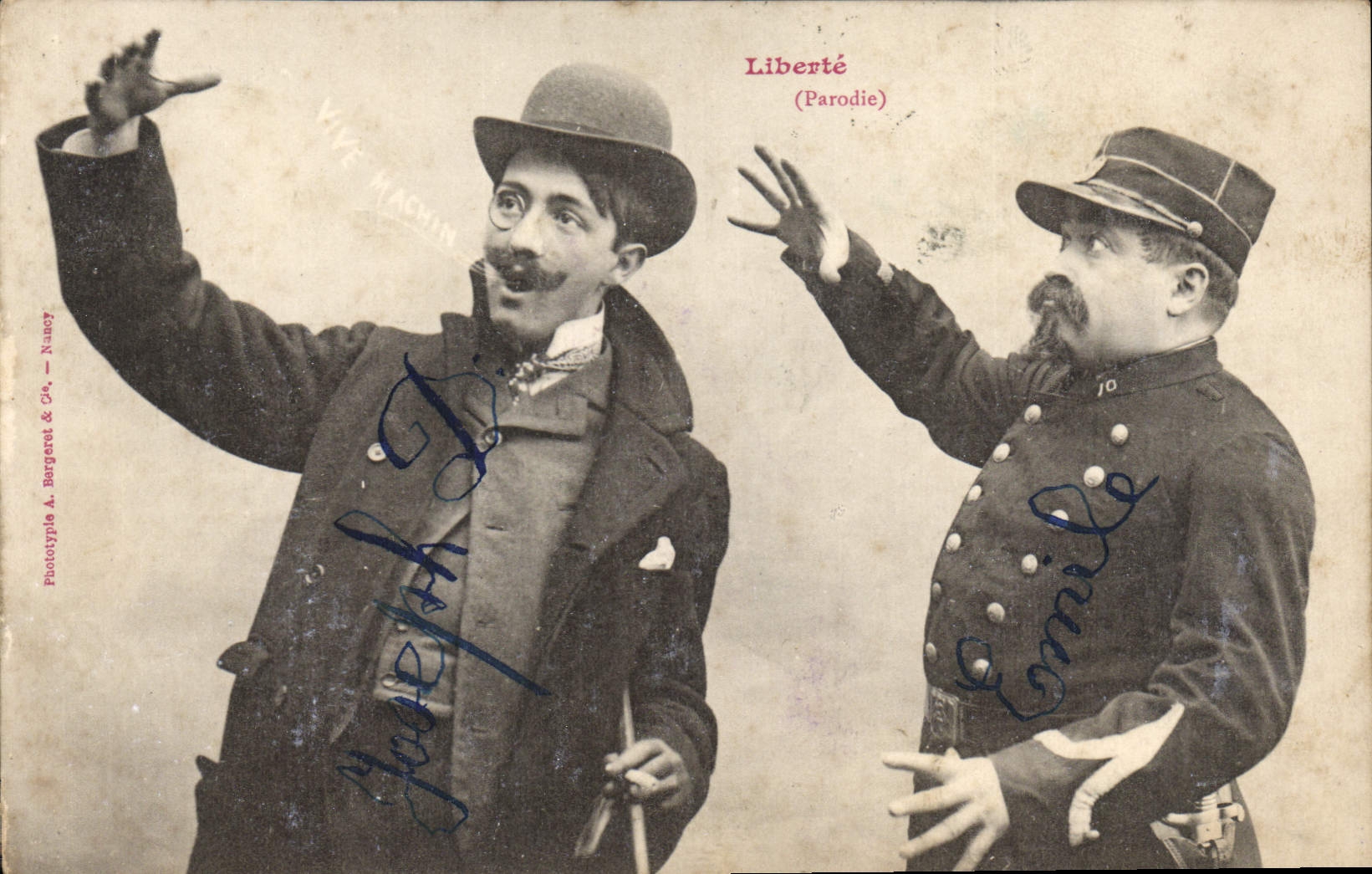 CPA Liberte Parodie Homme Militaria