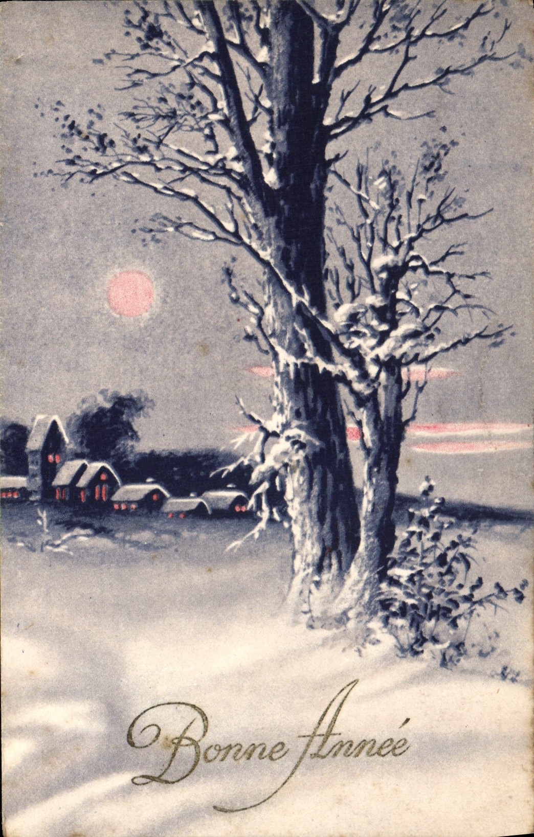 CPA Bonne Annee Arbre