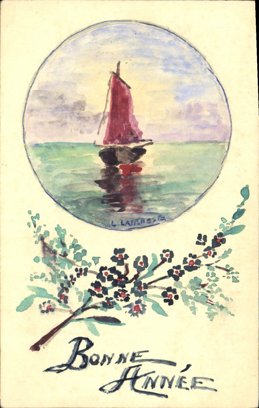 CPA Bonne Annee Bateau