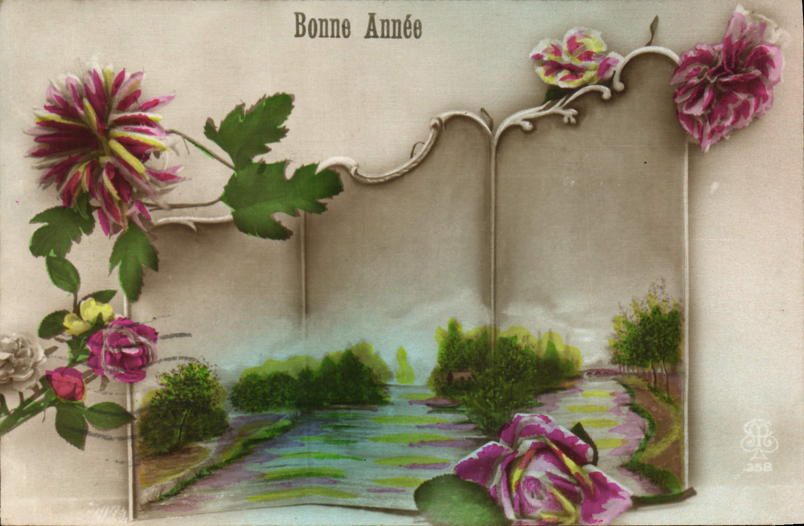 CPA Bonne Annee Fleurs