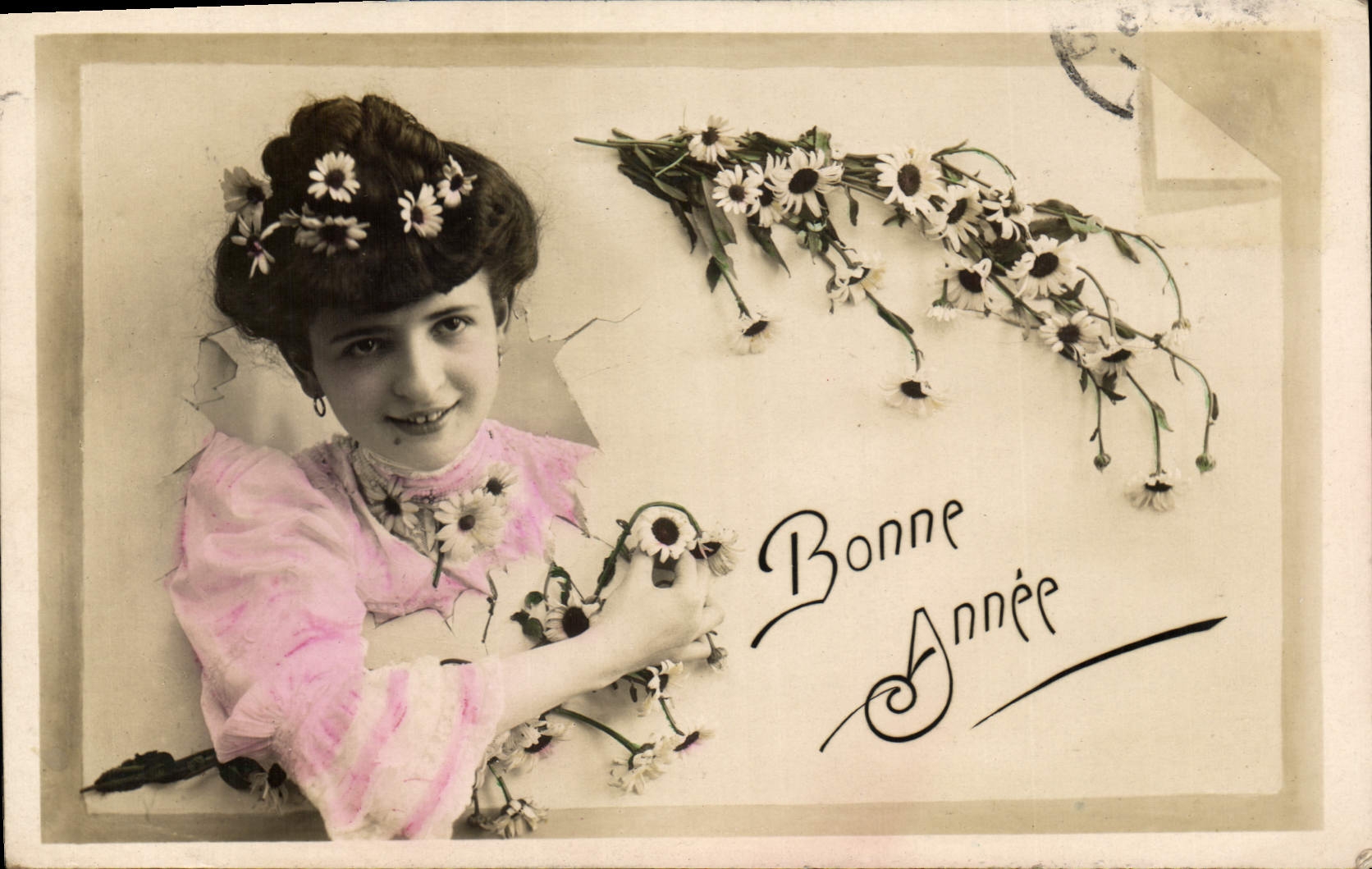 CPA Bonne Annee Femme