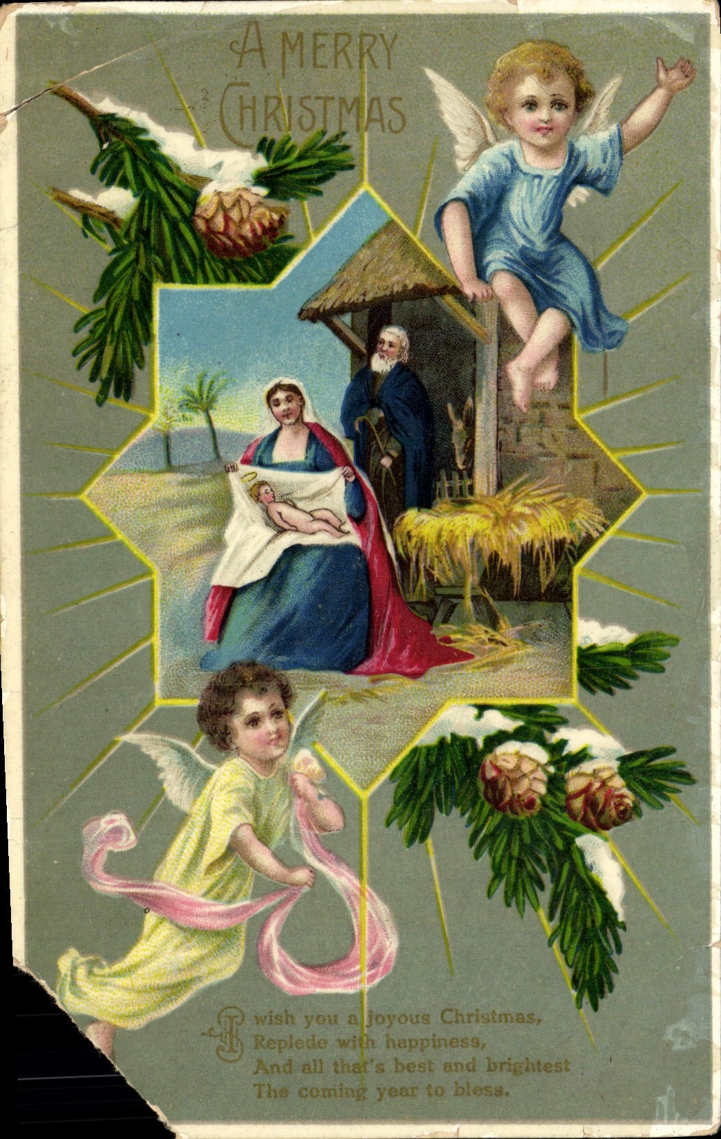 CPA A Merry Christmas Enfants Ange