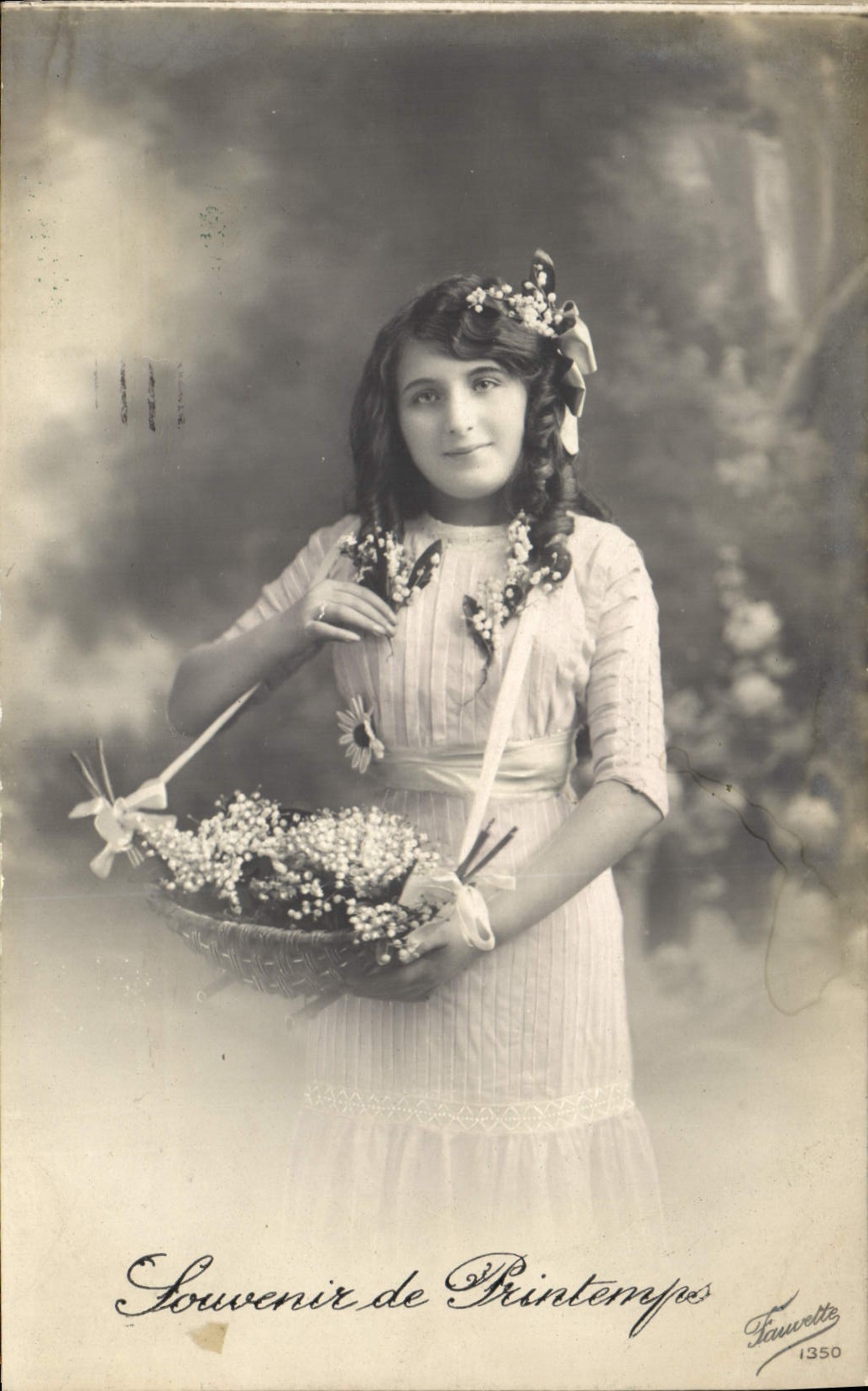 CPA Souvenir de Printemps Enfant