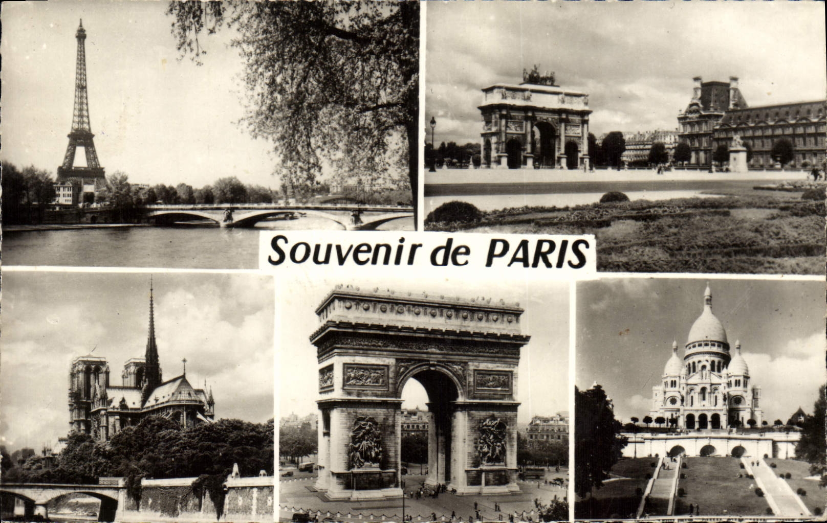 CPA Souvenir de Paris Tour Eiffel Sacre Cœur Montmartre
