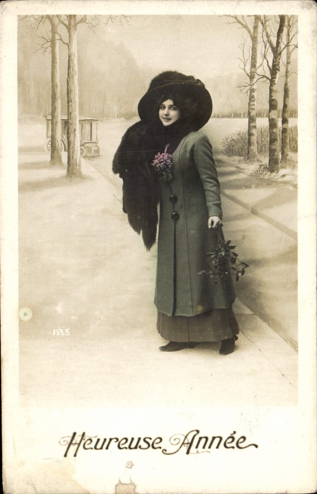 CPA Heureuse Annee Femme