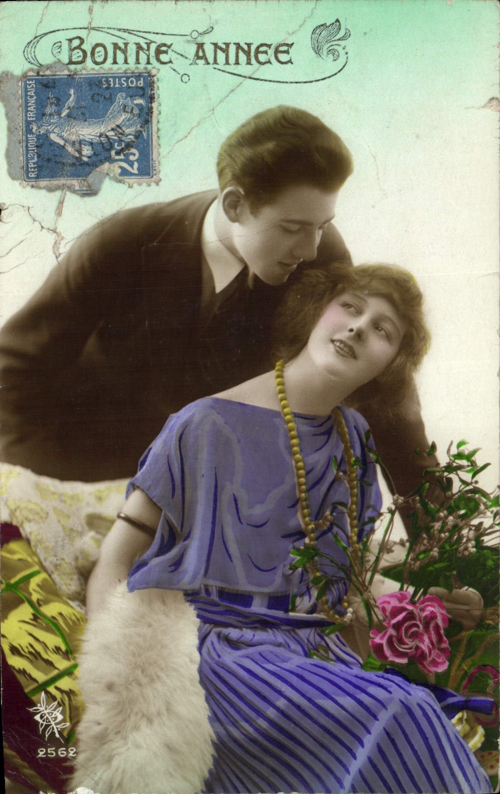 CPA Bonne Annee Femme