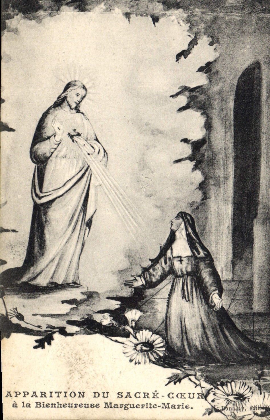 CPA Apparition du Sacre Coeur a la Bienheureuse Marguerite Marie