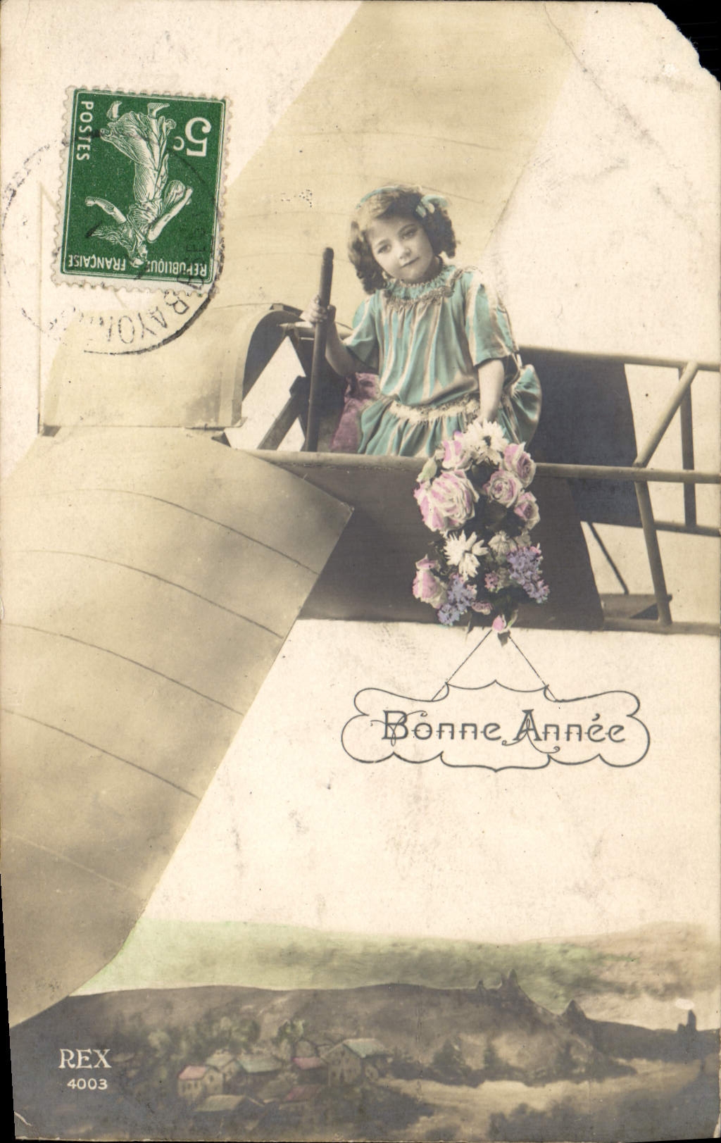 CPA Bonne Annee Enfant Avion Aviation