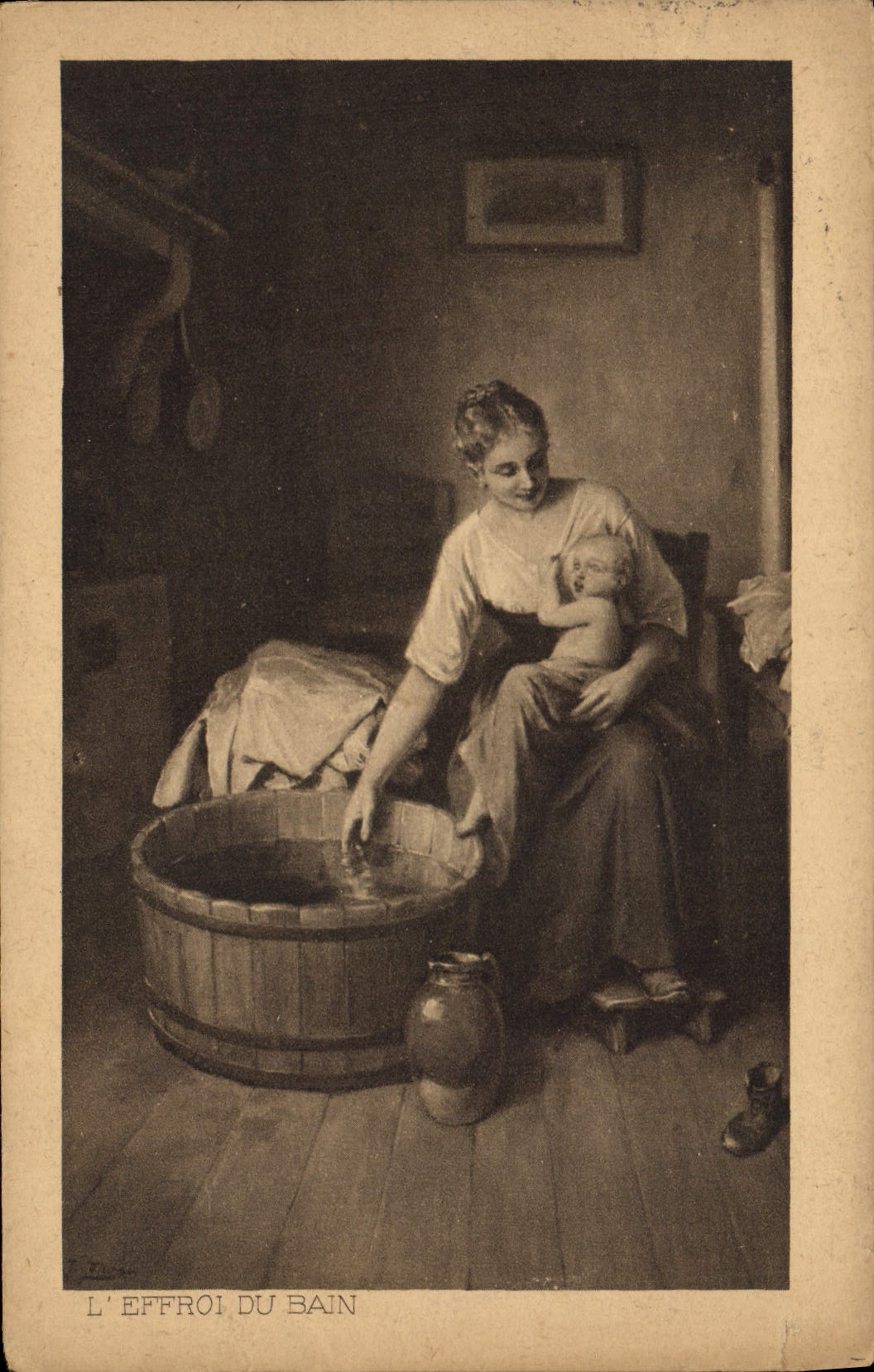 CPA L'Effroi du Bain 