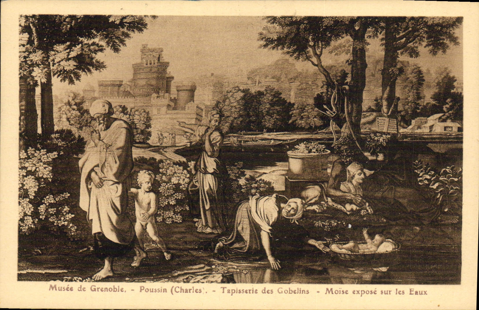CPA Musee de Grenoble Poussin Charles Tapisserie des Gobelins Moise expose sur les Eaux 