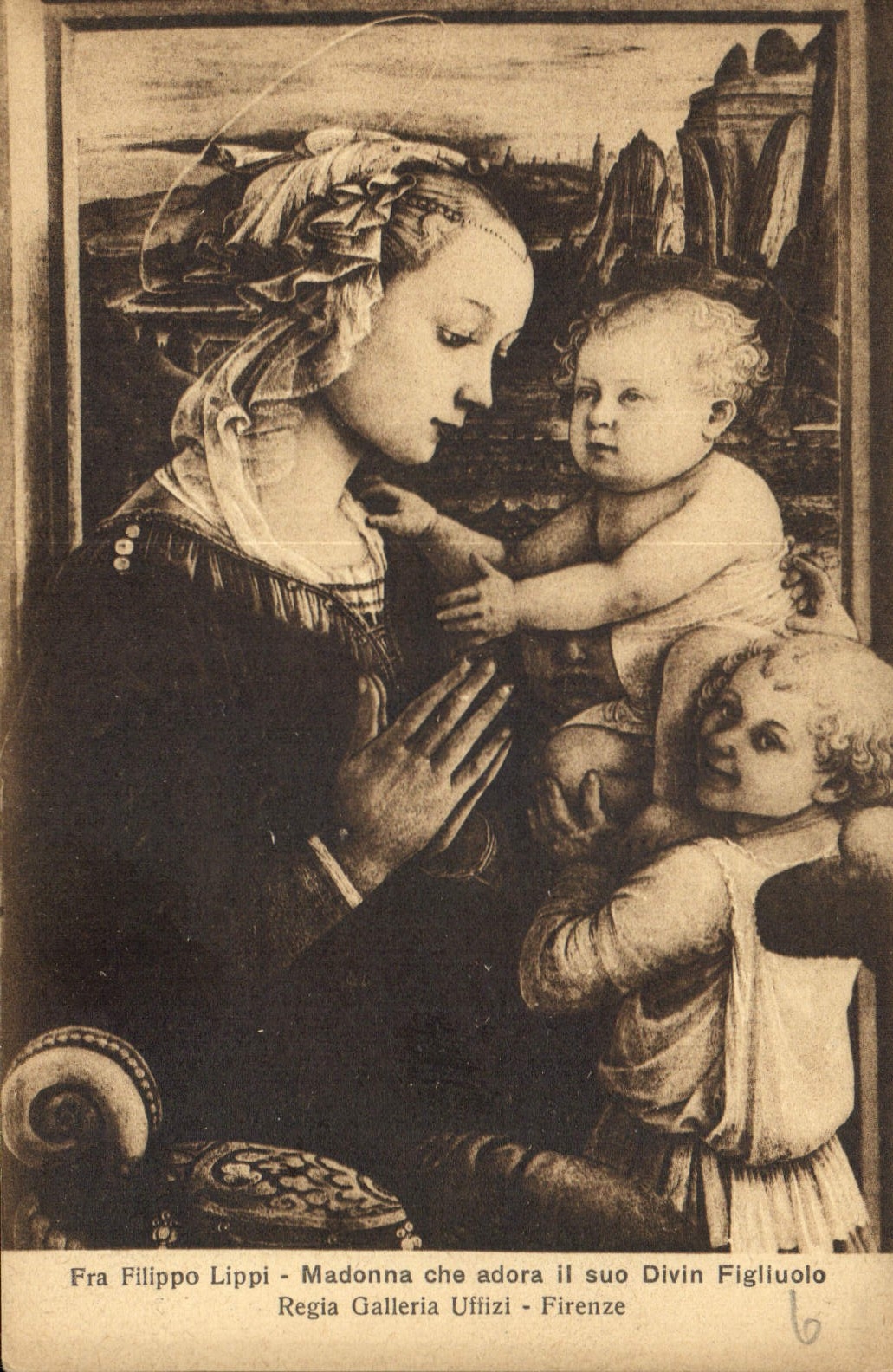 CPA Fra Filippo Lippi Madonna che adora il suo Divin Figliuolo Regia Galleria Uffizi Firenze 