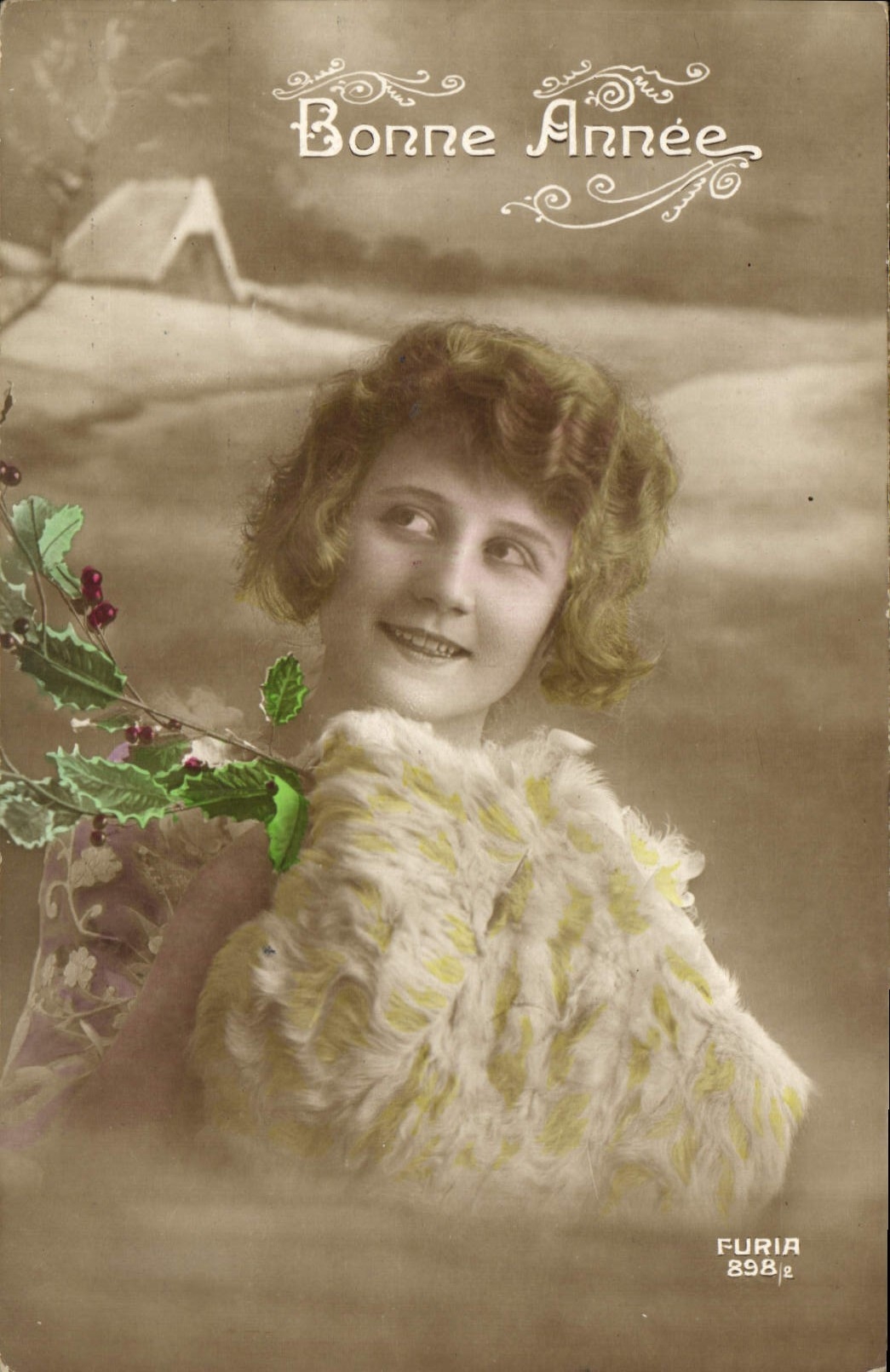 CPA Bonne Annee Femme