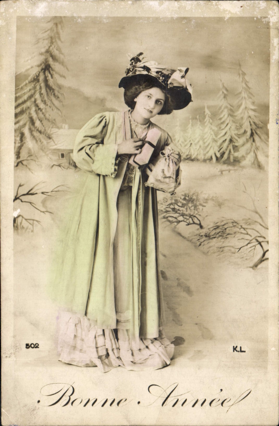 CPA Bonne Annee Femme