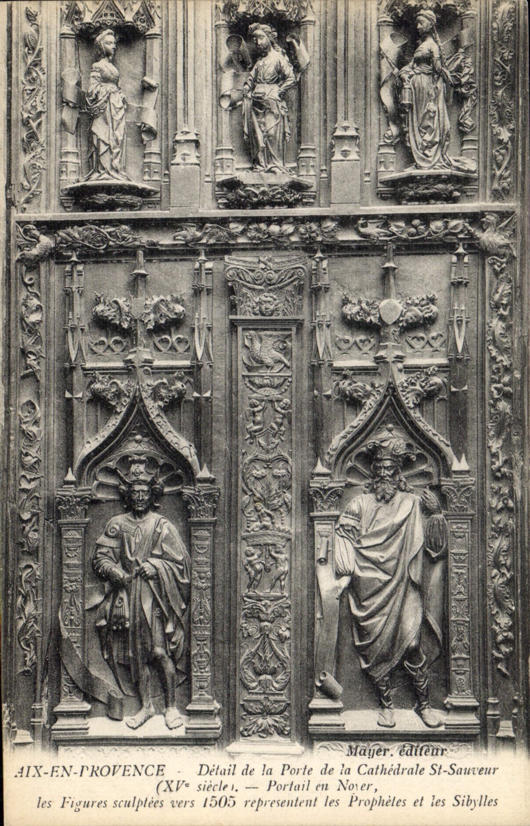 CPA Aix en Provence detail de la Porte de la Cathedrale St Sauveur XV siecle Portail en Noyer les Fi