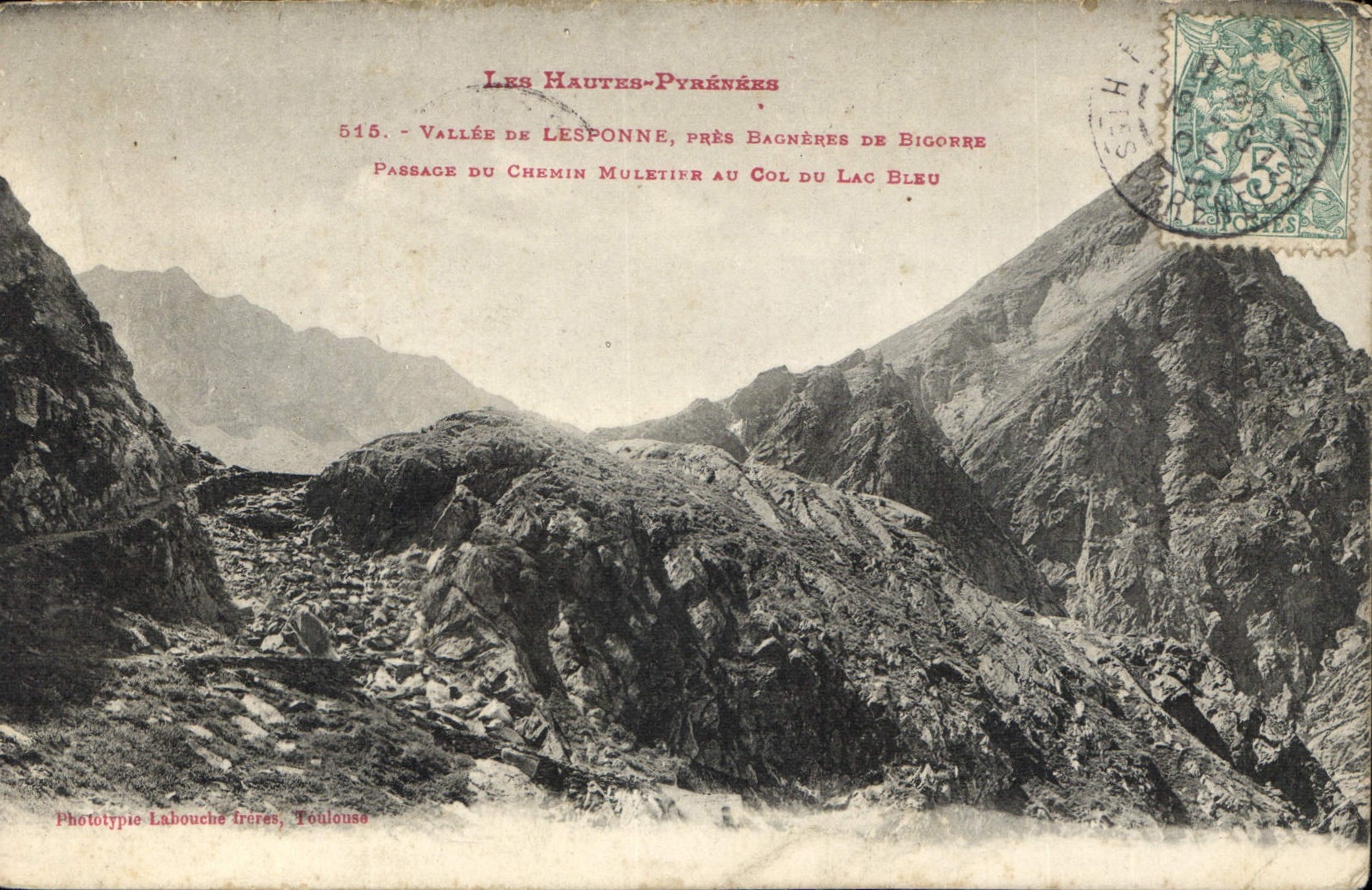 CPA Les Hautes Pyrenees Vallee de Lesponne pres Bacheres de Bigorre Passage du Chemin Mulemer au Col