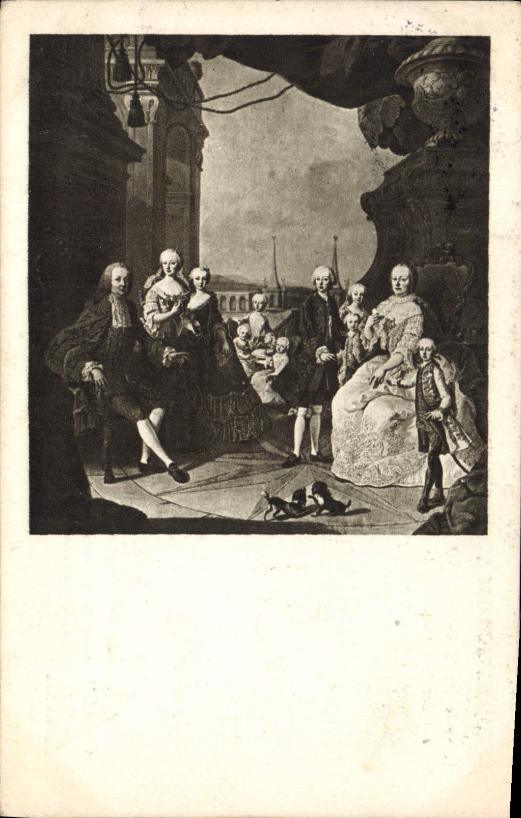 CPA Wien Lustschloss Schonbrunn Kaiserin Maria Thersia mit Ihrer Famllie auf der Schonbrunner Schlob