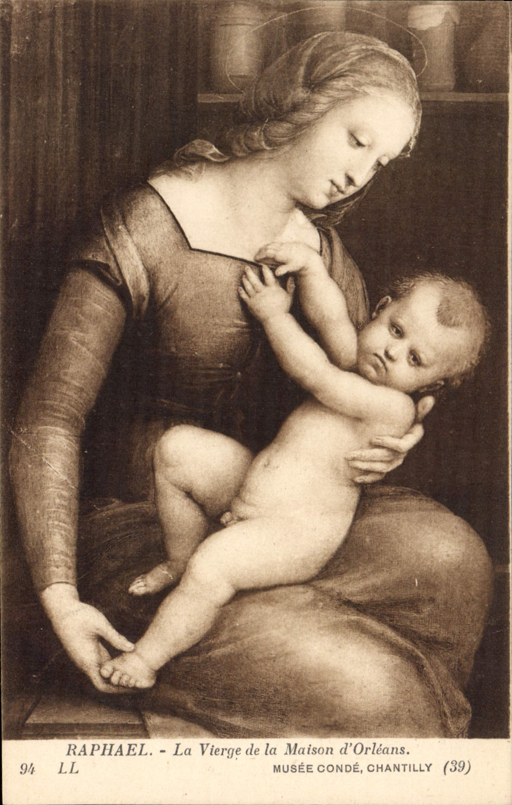 CPA Raphael la Vierge de la Maison d'Orleans Musee Conde Chantilly 