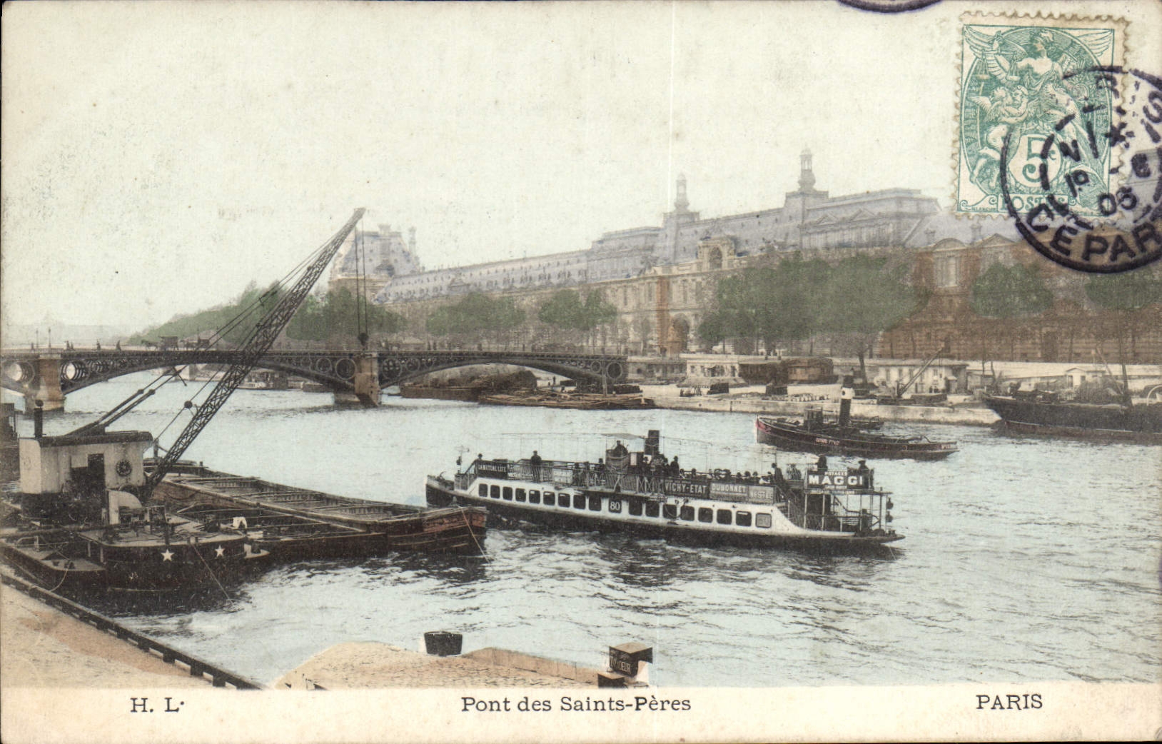 CPA Paris Pont des Saints Peres Bateaux Peniches