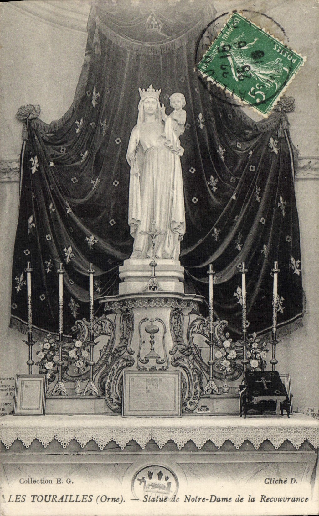 CPA Les Tourailles Orne Statue de Notre Dame de la Recouvrance 