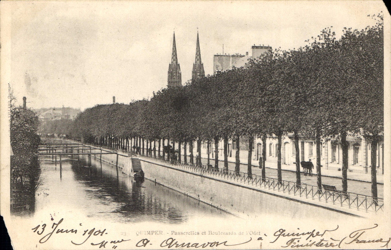 CPA Quimper Passerelles et boulevards de l'Odet