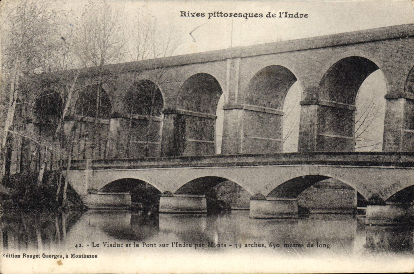 CPA Rives Pittoresque de l'Indre Le Viaduc et le Pont sur l'Indre par Monts